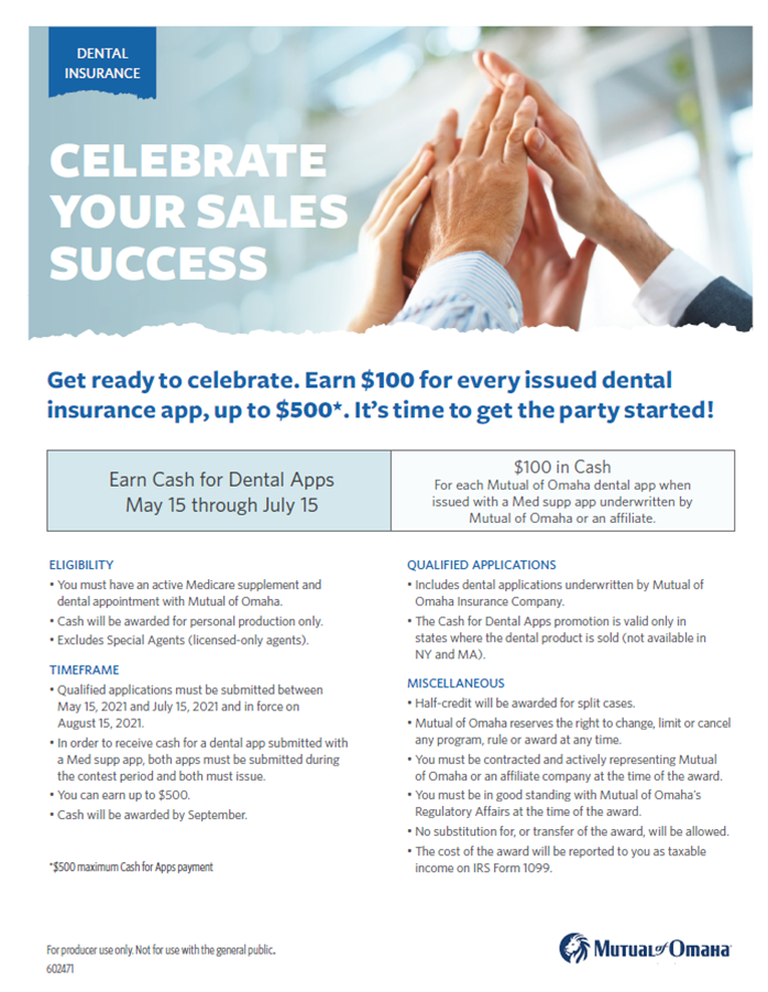 Mutual of Omaha Cash for Dental Apps! Senior Benefit Services, Inc