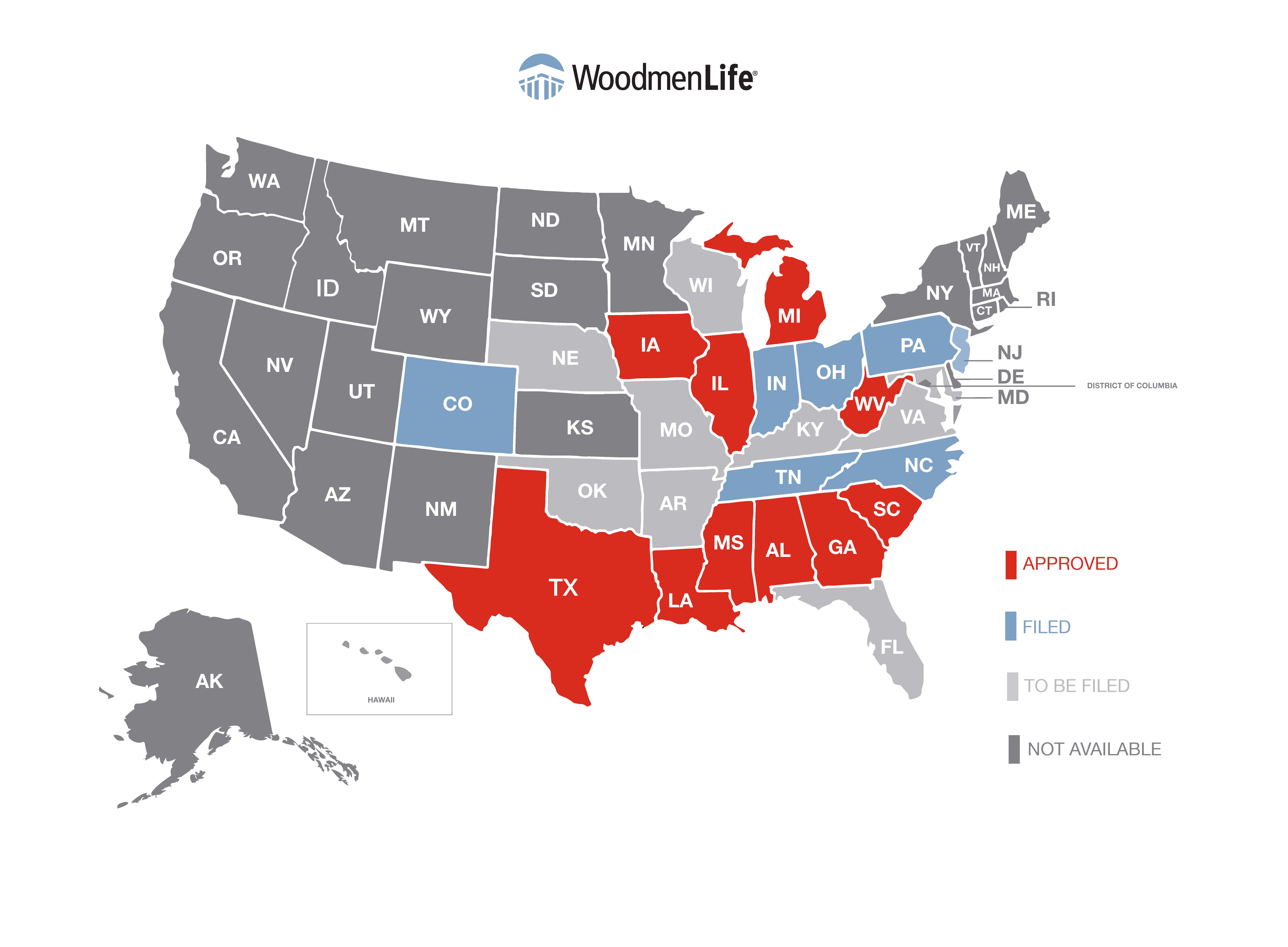 WoodmenLife State Availablity Chart