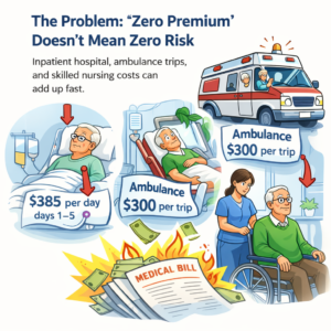 Chart showing how hospital costs can still be high with a Medicare Advantage plan.